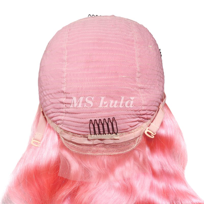 Pink Color 13x4 Transparent Lace Front Wigs Body Wave - 图片 8